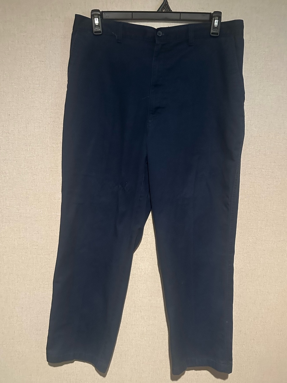 David Taylor Men’s 40x30 Navy Blue Straight Flay Front Chinos